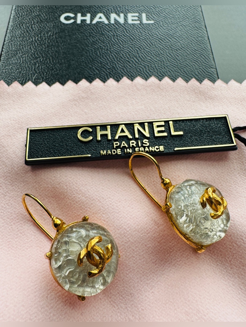 Vintage Chanel Coco Mark CC Logo hook Pierces Earrings
